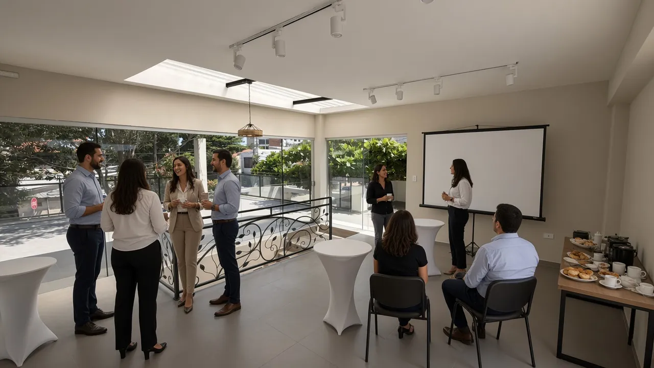 Ambientación ilustrativa de un evento corporativo en la planta alta